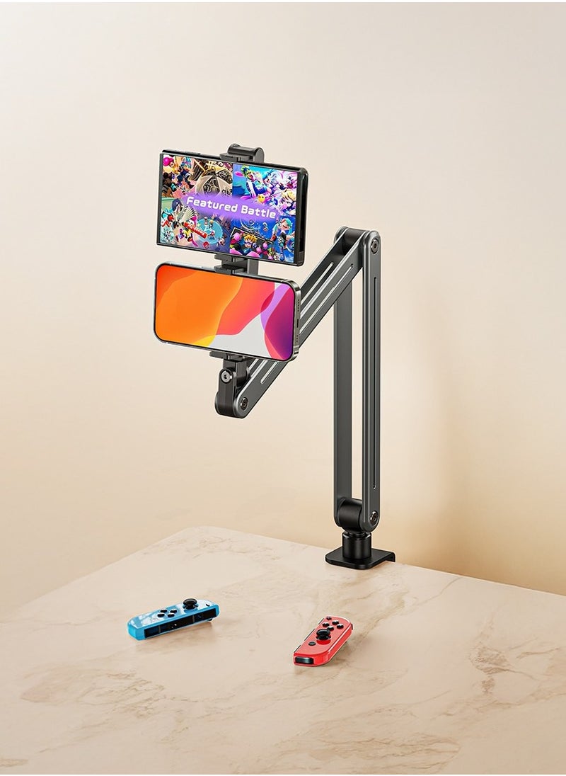 porodo Multi-Joint Phone and Tablet Mount / Desk Mount / Phone Holder / Tablet Holder / Wide Compatibility / Flexible Viewing Angle / Twist & Tilt - Grey  - Image 3