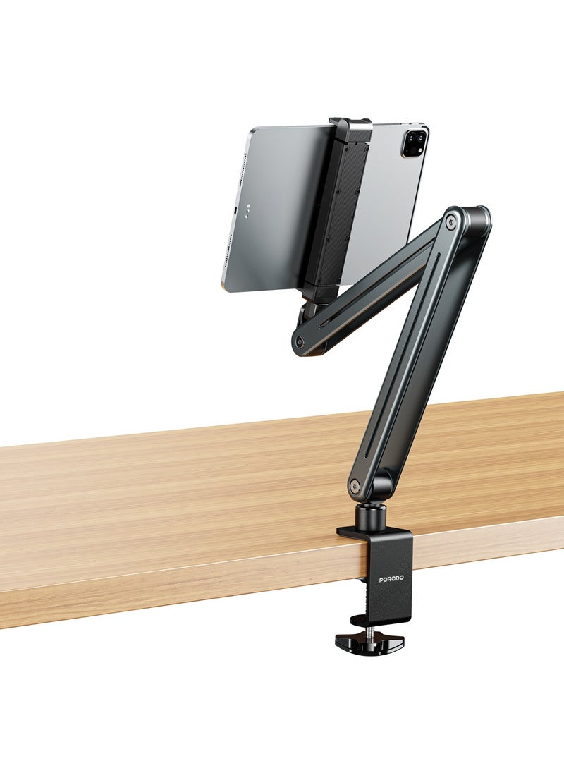porodo Multi-Joint Phone and Tablet Mount / Desk Mount / Phone Holder / Tablet Holder / Wide Compatibility / Flexible Viewing Angle / Twist & Tilt - Grey  - Image 2