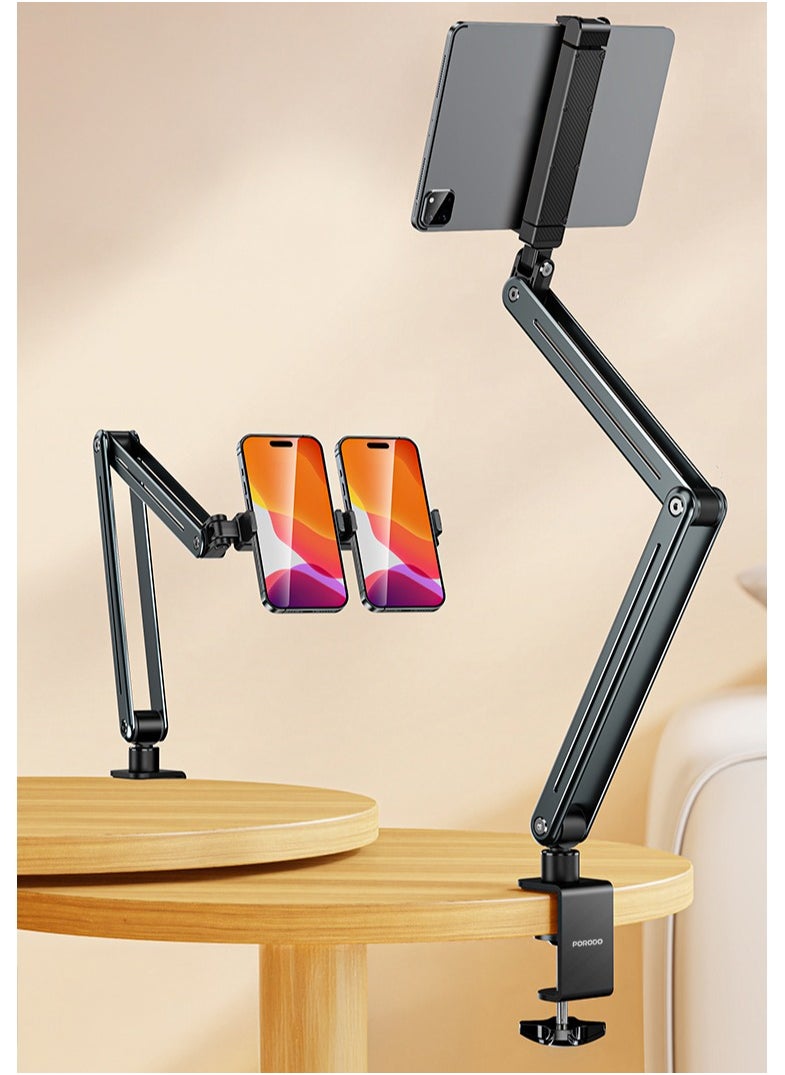 porodo - Multi-Joint Phone and Tablet Mount / Desk Mount / Phone Holder / Tablet Holder / Wide Compatibility / Flexible Viewing Angle / Twist & Tilt - Grey - Image 1