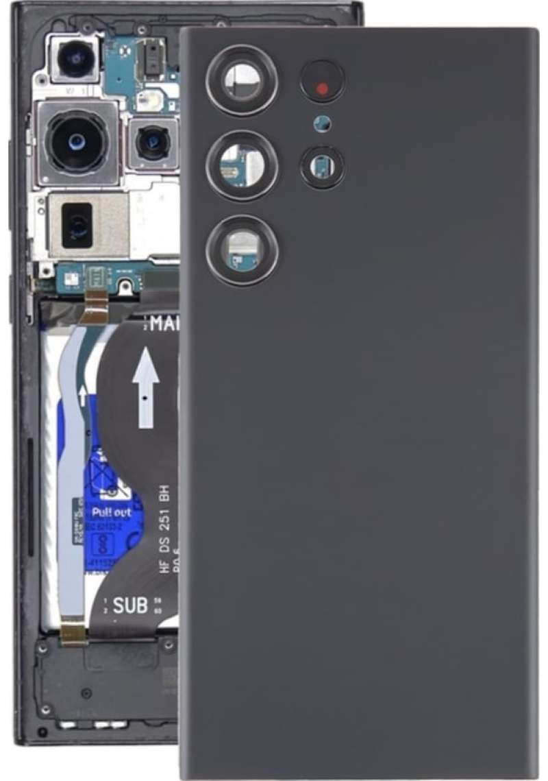 Glass Back Cover for Galaxy S23 Ultra SM-S918, Black - Image 1