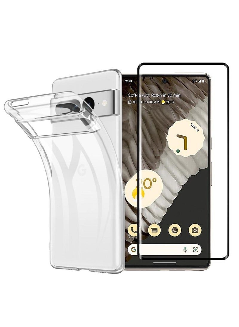 CATANES - Google Pixel 7 Pro Clear Case with Screen Protector 360 Degree Front and Back Protection Shockproof Soft TPU with Anti-Scratch Tempered Glass - Image 1