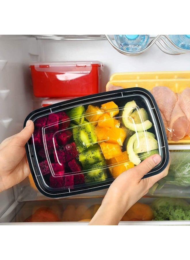 ALSAQER Alsaqer [10 Pack] Compartment Black Base with Lids Food Storage Container (32 oz) | Disposable Food Container | Meal Preparation Containers | Lunch Boxes Microwave | Freezer Safe (1-Compartment)  - Image 2