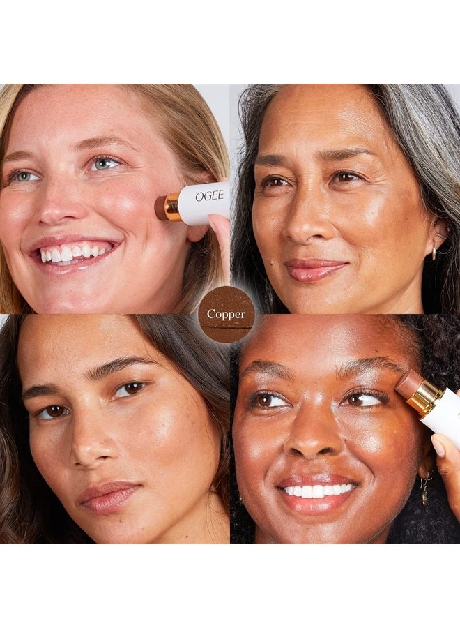 OGEE Sculpted Face Stick (COPPER - RADIANT COCOA) Certified Organic Multi-Use Bronzer & Contour Makeup - Image 2
