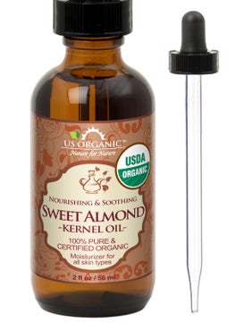 US Organic Sweet Almond Kernel Oil USDA Certified Organic100 Pure  Natural Cold Pressed Virgin Unrefined in Amber Glass Bottle wEyedropper Sourced from Poland 2 oz 56 ml