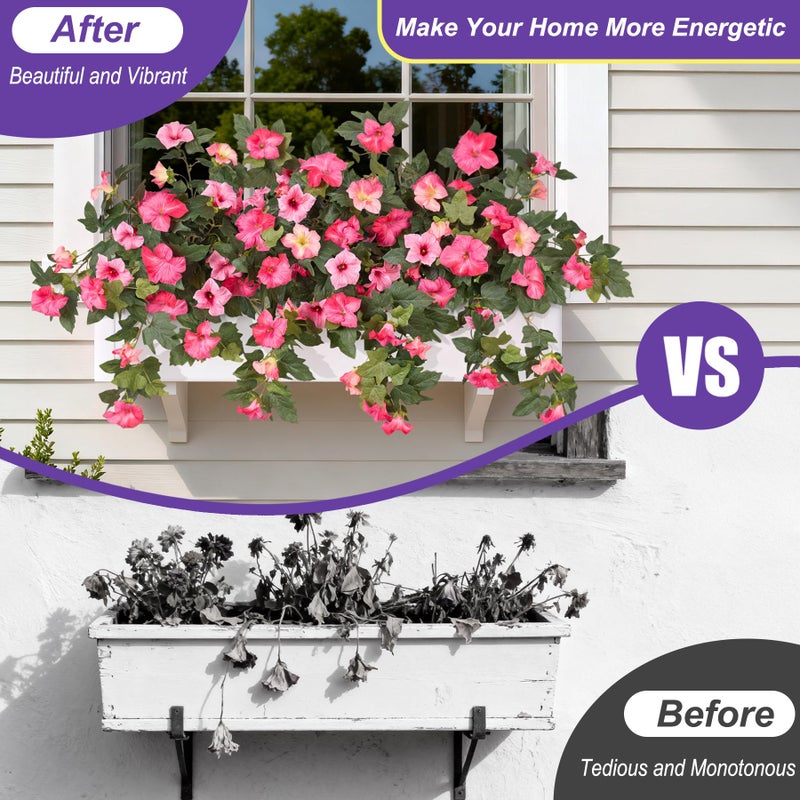 Ammyoo Artificial Fake Petunia Flowers for Outdoor Decoration, 2PCS Faux Silk Petunias Flower for Spring UV Resistant No Fade Realistic Plants for Garden Balcony Yard Porch Indoor Decor(Double Pink) - Image 3