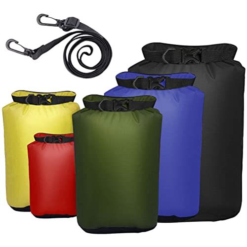 Pimoys 5 Pack Waterproof Dry Sacks, Lightweight Outdoor Dry Bags with Shoulder Strap, 20L /12L / 10L/ 6L/ 3.5L Ultimate Dry Bags for Kayaking Camping Rafting Boating (Multicolor) - Image 1