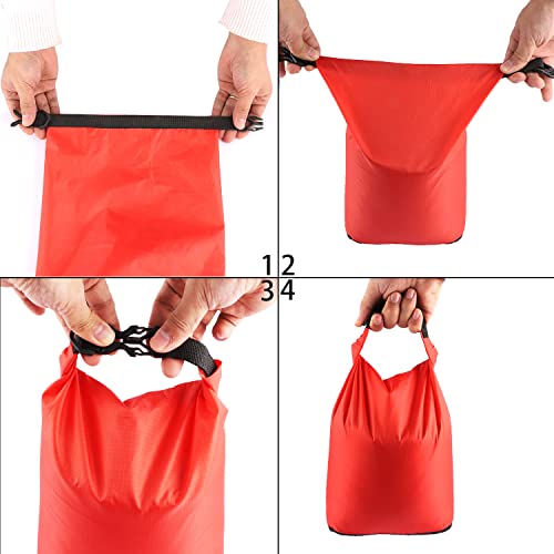 Pimoys 5 Pack Waterproof Dry Sacks, Lightweight Outdoor Dry Bags with Shoulder Strap, 20L /12L / 10L/ 6L/ 3.5L Ultimate Dry Bags for Kayaking Camping Rafting Boating (Multicolor) - Image 4