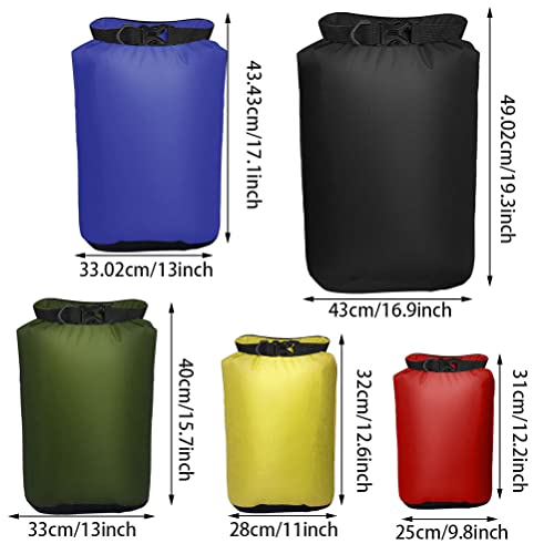 Pimoys 5 Pack Waterproof Dry Sacks, Lightweight Outdoor Dry Bags with Shoulder Strap, 20L /12L / 10L/ 6L/ 3.5L Ultimate Dry Bags for Kayaking Camping Rafting Boating (Multicolor) - Image 3