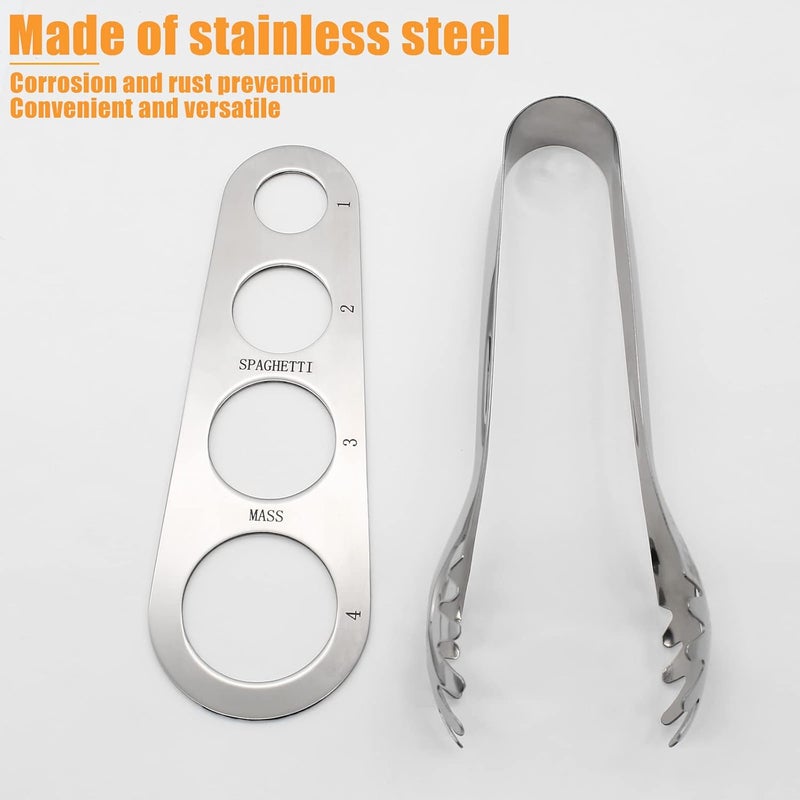 Coufce Spaghetti Server Set, Stainless Steel Food Tong and Spaghetti Measure Tool for Noodles Pasta Serving - Image 5
