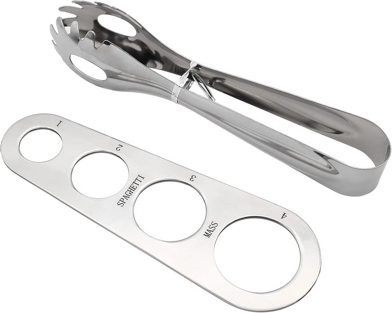 Coufce Spaghetti Server Set, Stainless Steel Food Tong and Spaghetti Measure Tool for Noodles Pasta Serving - Image 1
