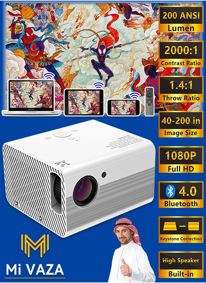 Mi VAZA - 1080P HD Projector - 200ANSI Lumens - Bluetooth 4.0 - Mobile Home Theater - Compatible With Android/iOS/Windows/TV Stick/HDMI/USB - Image 1