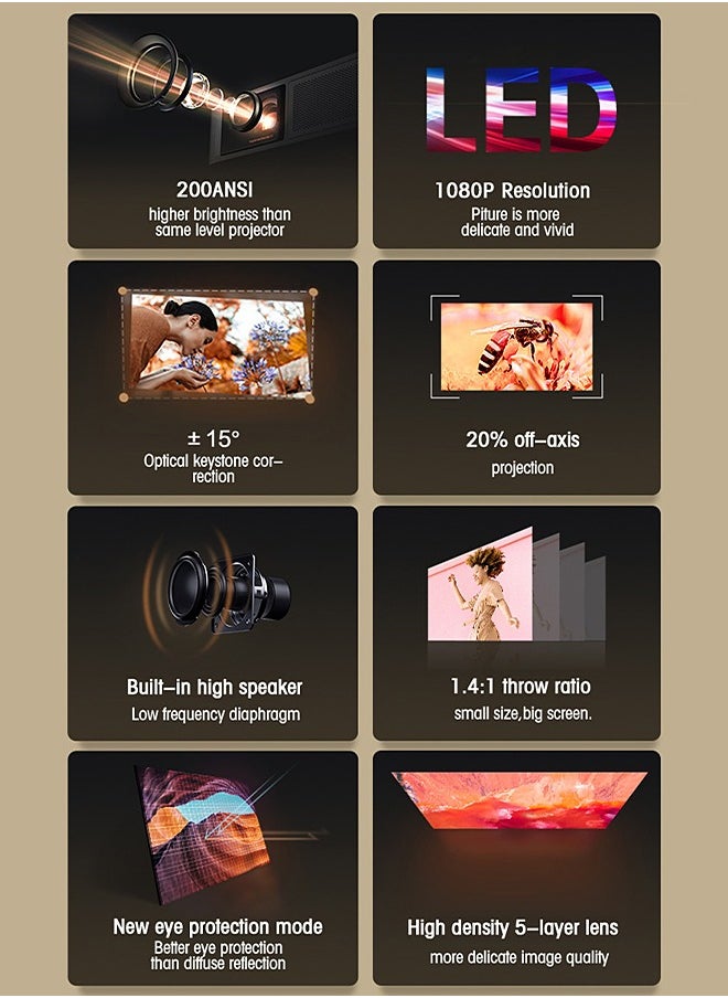 Mi VAZA - 1080P HD Projector - 200ANSI Lumens - Bluetooth 4.0 - Mobile Home Theater - Compatible With Android/iOS/Windows/TV Stick/HDMI/USB - Image 1