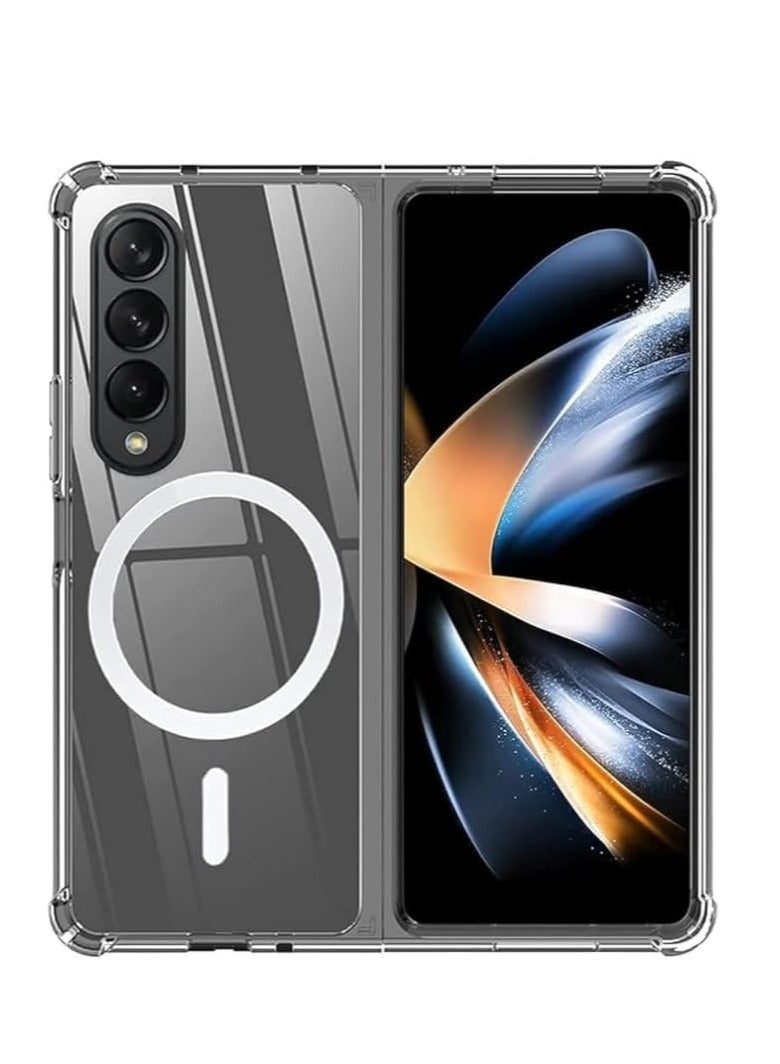Magnetic Phone Case for Samsung Galaxy Z Fold4, Flexible Shockproof Cover, Anti-Fingerprint And Scratch-Resistant Design - Clear - Image 1