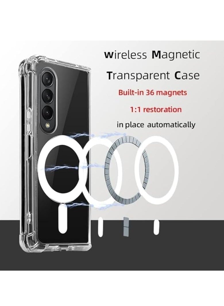Magnetic Phone Case for Samsung Galaxy Z Fold4, Flexible Shockproof Cover, Anti-Fingerprint And Scratch-Resistant Design - Clear - Image 2