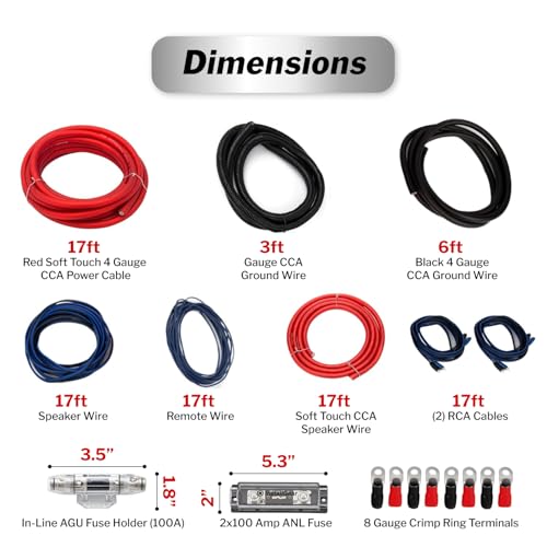 InstallGear Dual 8 Gauge Amp Wiring Kit - Amp Kit with Amplifier Installation Wiring True Spec and Soft Touch Wire - 8 Gauge Wire, 8 Gauge Amp Kit, Amplifier Wiring Kit, Sub Wiring Kit - Image 3