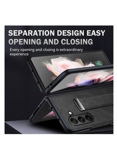 Aookay For Samsung Galaxy Z Fold 6 Case, Premium Leather Business Case with Wrist Strap Grip Holder, Full Lens Protection, Shockproof Ultra-thin Case (Black)  - Image 5
