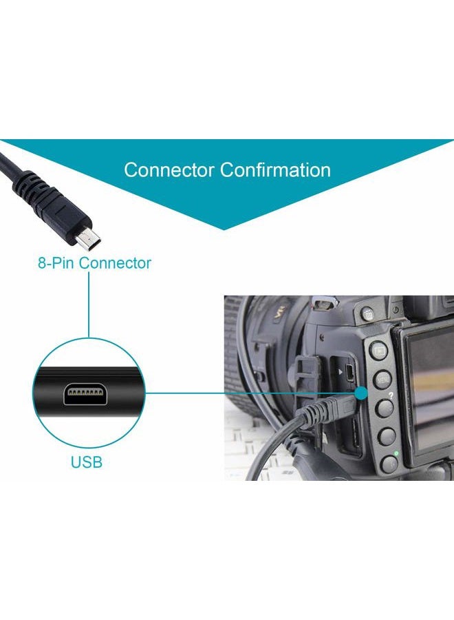 MaxLLTo Extra Long UC-E6, UC-E16 UC-E17 8 Pin USB PC Battery Charger Camera Data Cable Cord for Nikon Coolpix (5ft) - Image 3