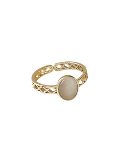 LOOPITYS Hollow out cat's eye stone ring, 14k gold-plated adjustable handmade ring, light medieval French court style daily fashion, cat's eye stone ring, hollow out filigree ring  - Image 5