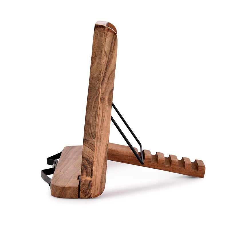 NIRMAN Acacia Wood Book Stand Adjustable Angle Reading Book Holder for Textbook, Receipe, Music Books, Tablet for Home Office Kitchen Lightweight Bookstand (11" x 9" x 1.5") - Image 3