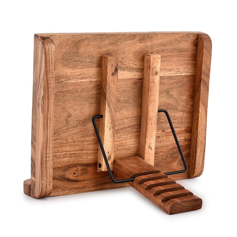NIRMAN Acacia Wood Book Stand Adjustable Angle Reading Book Holder for Textbook, Receipe, Music Books, Tablet for Home Office Kitchen Lightweight Bookstand (11" x 9" x 1.5") - Image 4
