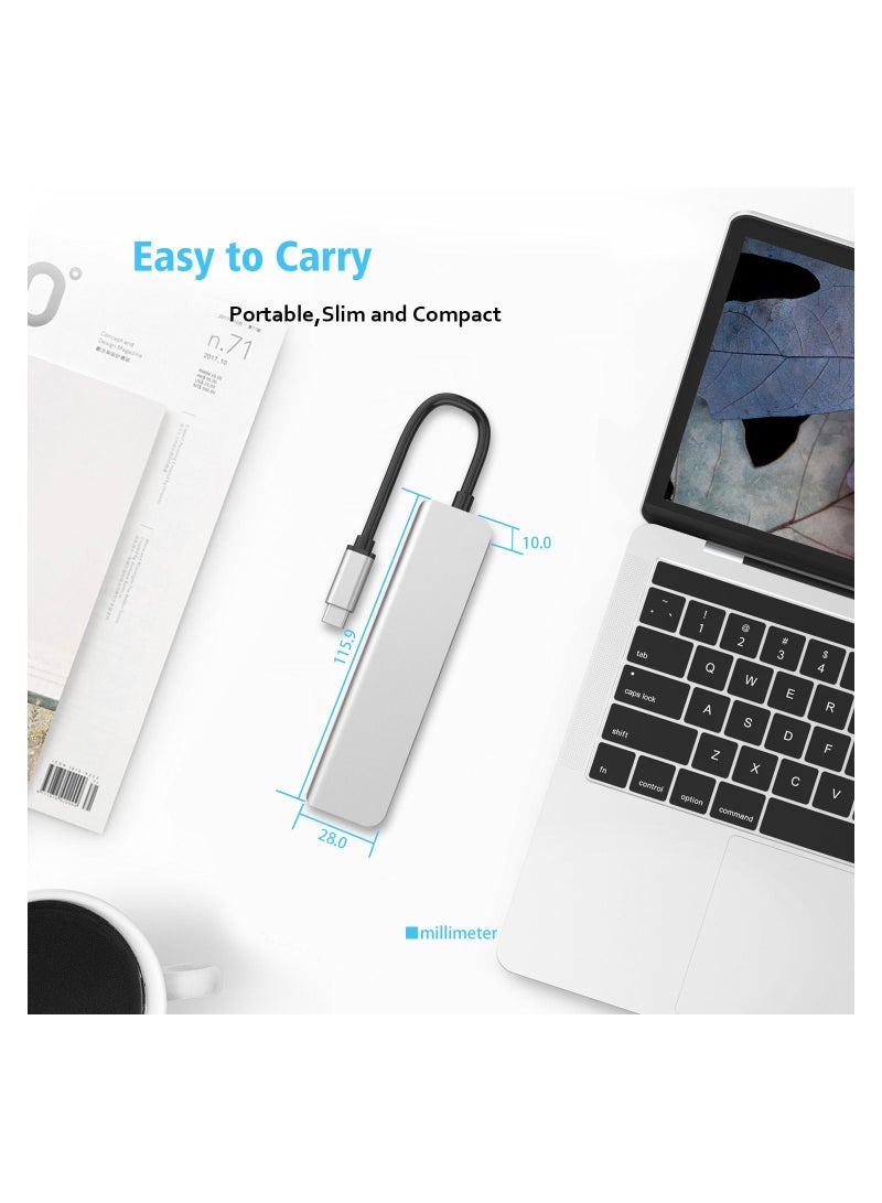 6 in 1 USB C Hub Multiport Adapter Portable Space Aluminum Dongle with 4K HDMI Output, 3 USB 3.0 Ports, SD/TF Card Reader Compatible for MacBook Pro,XPS More Type C Devices - Image 3