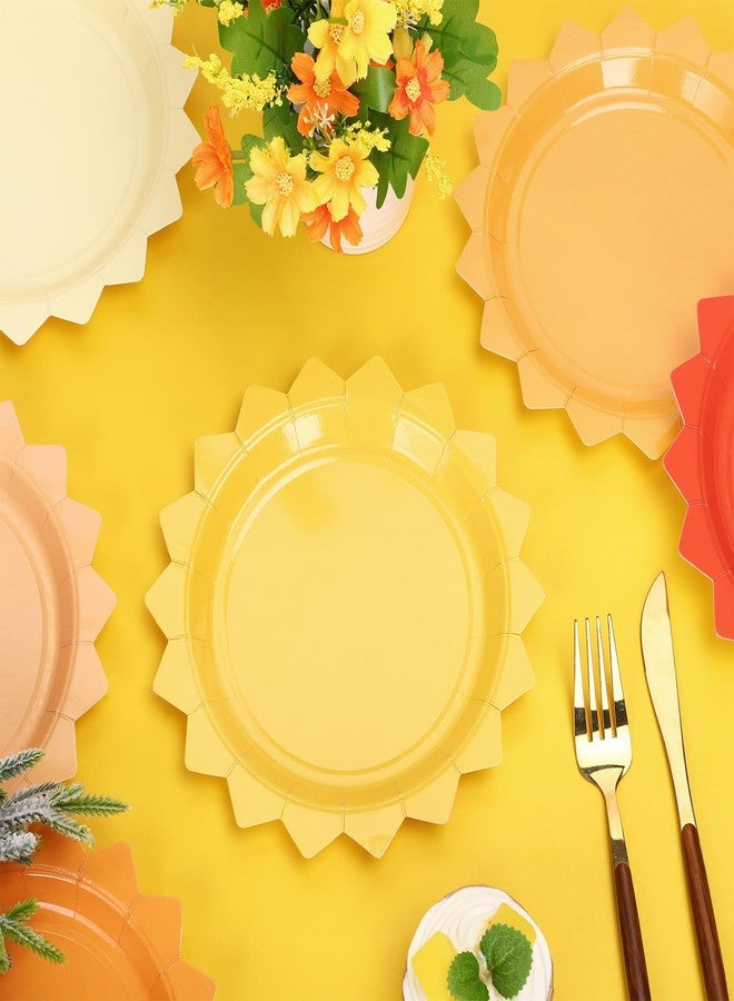 Whaline 90Pcs First Trip Around The Sun Birthday Decoration Boho Sun Paper Plates Disposable Plates Sunshine Party Tableware For Baby Shower Summer Table Supplies, 6 Colors - Image 3