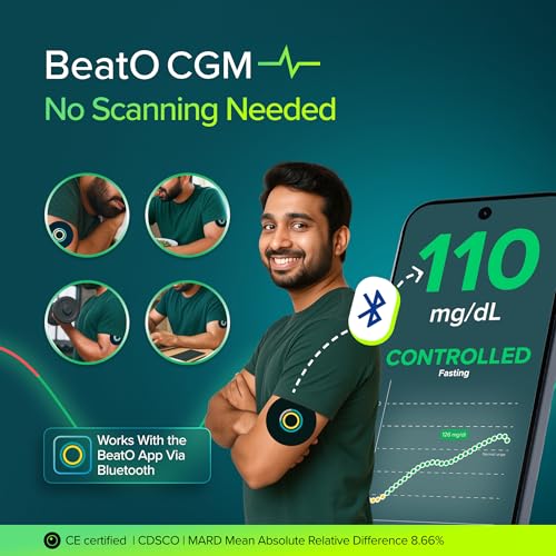 BeatO Combo: CURV Glucometer Machine (Android Type-C) + 15-Day CGM Continuous Glucose Monitor | Smart Sugar Test Machine for Home | Real-Time Blood Sugar Monitoring Device with Strips | Best Glucometer for Accurate Results - Image 4