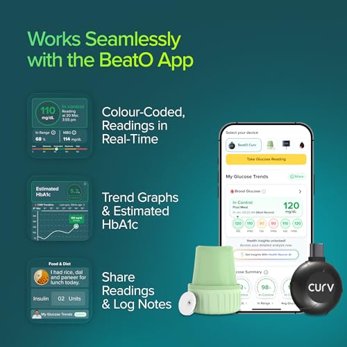 BeatO Combo: CURV Glucometer Machine (Android Type-C) + 15-Day CGM Continuous Glucose Monitor | Smart Sugar Test Machine for Home | Real-Time Blood Sugar Monitoring Device with Strips | Best Glucometer for Accurate Results - Image 5