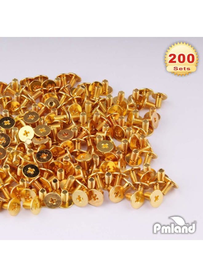 PMLAND 200 Sets/Pairs 9.5mm Gold Cone Spikes Screwback Studs DIY Craft Cool Rivets Punk - Image 3