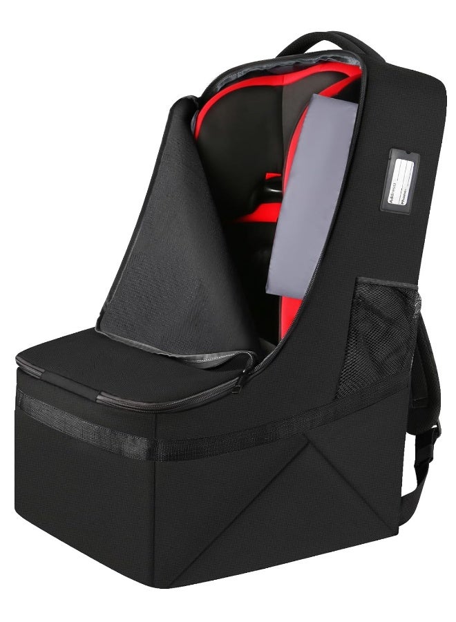 YOREPEK Padded Car Seat Backpack for Air Travel, Baby Travel Essentials for Flying, Car Seat Protector Bag for Baby Travel, Car Seat Bag for Airplane Travel (All Black) - Image 1
