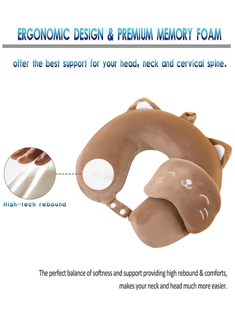 GOLDEN MILLION - Memory Foam Travel Pillow U Shaped Neck Support With Eye Mask for Sleeping - Image 1