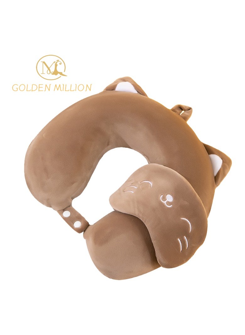 GOLDEN MILLION - Memory Foam Travel Pillow U Shaped Neck Support With Eye Mask for Sleeping - Image 1