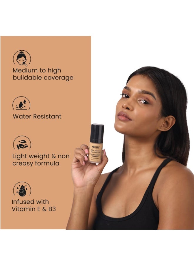 Recode HD Luminous Matte Foundation Shade 08 Hodu|Water Resistant|Infused With Hyaluronic & Vitamin E & B3|Lightweight|Non Creasy Formula 30 ML - Image 3