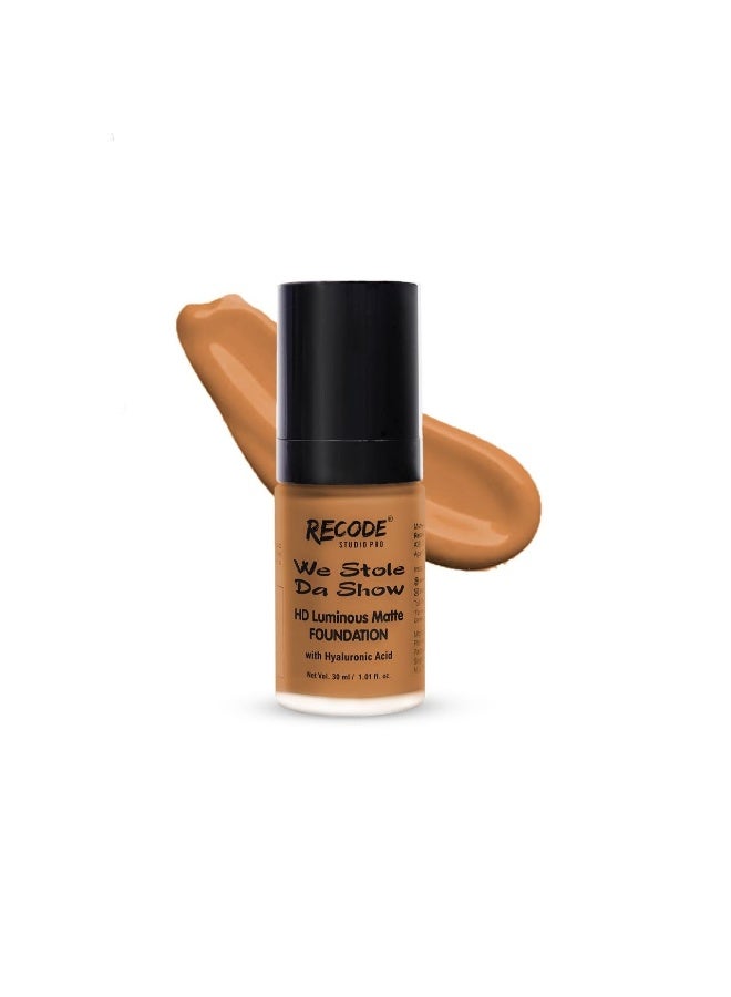 Recode HD Luminous Matte Foundation Shade 08 Hodu|Water Resistant|Infused With Hyaluronic & Vitamin E & B3|Lightweight|Non Creasy Formula 30 ML - Image 1