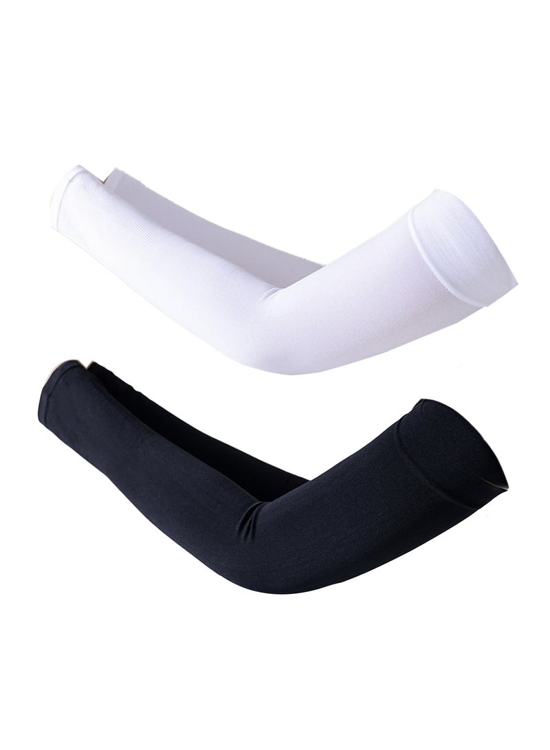 Generic 2PCS Arm Sleeves for Men Women UV Sun Protection Cover Arms Tattoo Cover Up Cooling Ice Silk Sports Compression Arm Sleeve - Image 1