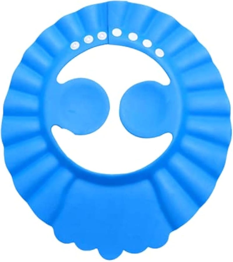 Bebecom Soft & Adjustable Chlidren Shower Cap Shampoo Bath Wash Hair Shield Hat Bathing for Infant Toddler (Blue)