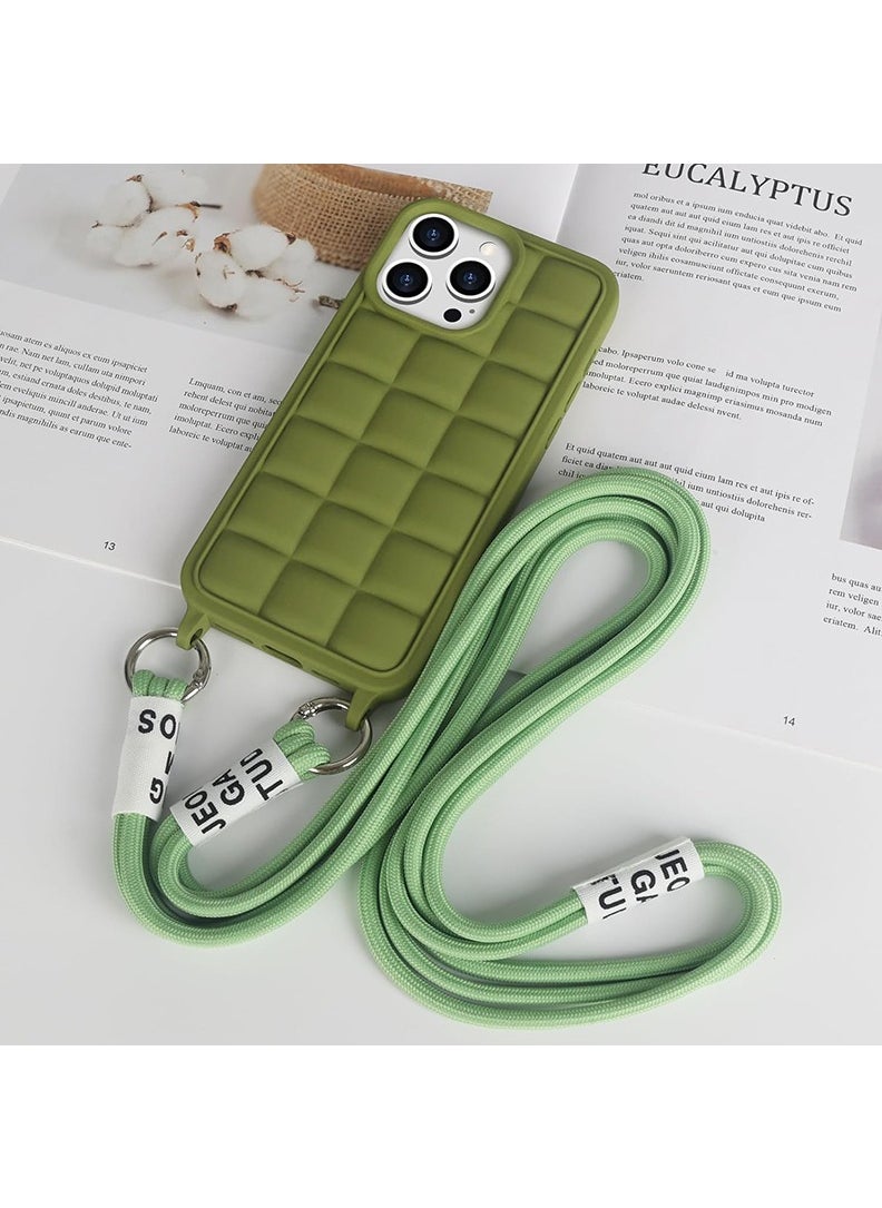 Theodor - Crossbody Cute Lanyard Strap Case For iPhone 15 Pro Necklace Cord Candy Silicone Soft Cover Green - Image 1