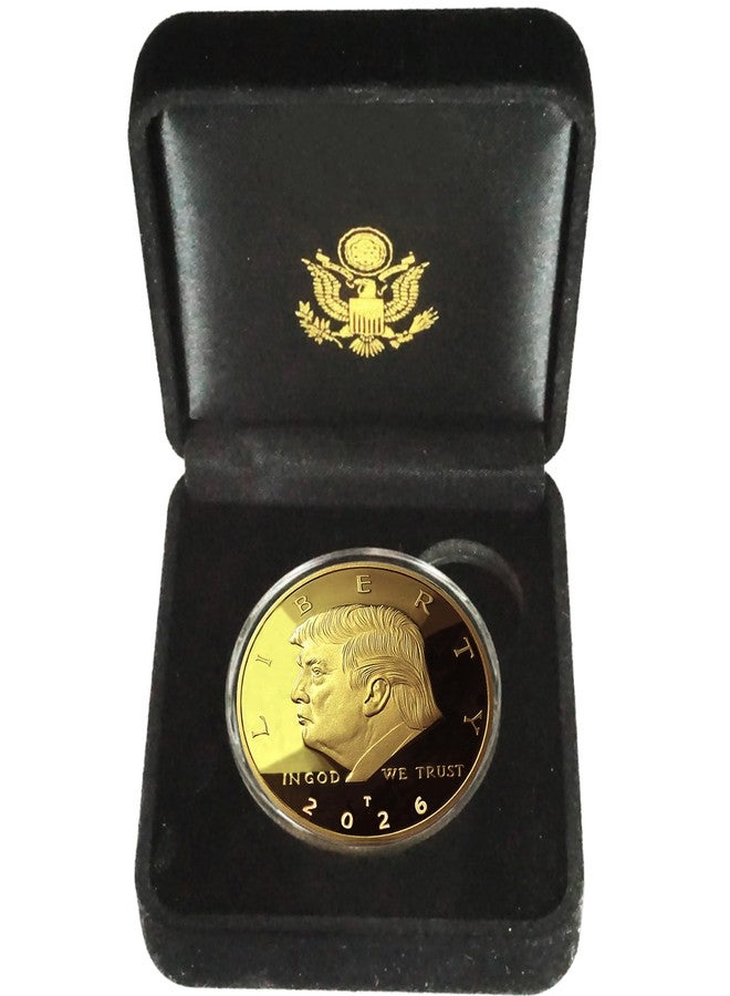 eTradewinds Donald J. Trump Won 2026 Gold Coin in Velvet Display Case - 47th Presidential Commemorative Gold Plated Replica Challenge Coin with Cert of Authenticity (2026 Velvet) - Image 2