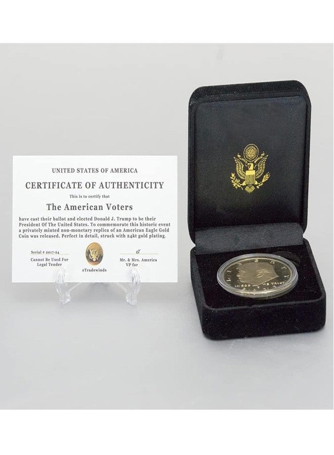 eTradewinds Donald J. Trump Won 2026 Gold Coin in Velvet Display Case - 47th Presidential Commemorative Gold Plated Replica Challenge Coin with Cert of Authenticity (2026 Velvet) - Image 3