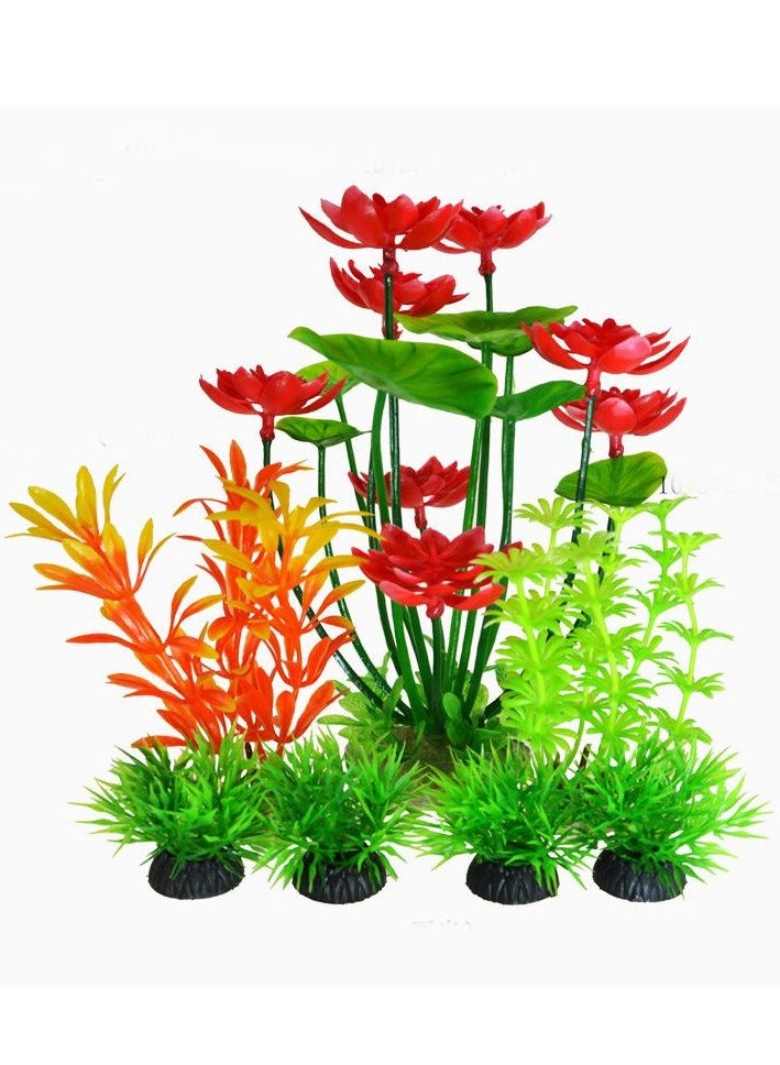 Artificial Aquarium Plants Decor, Fish Tank Artificial Plastic Plants, Emulational Plants for Home Office Fish Tank Aquarium Decorations Combo Set 16