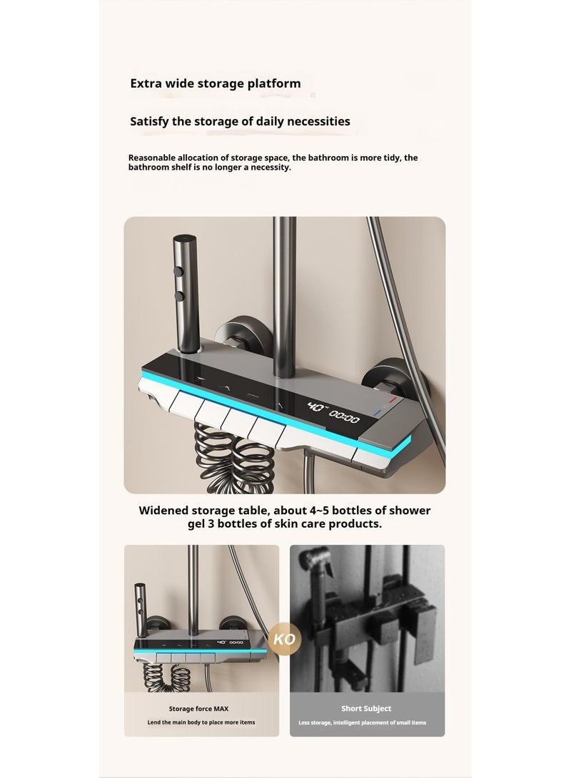 Y&D Piano Key Shower Faucet Set White Digital Display Shower System 4 Function Bathroom Rain Shower Combo Set Brass Bathtub Faucet With 3 Mode Hand Shower And Bidet Sprayer - Image 3