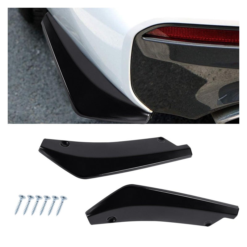 Augeny 2 PCS Rear Bumper Canard Diffuser AntiCrash Bumper Lip Body Kit Universal Rear Installed at The Bottom for Lip Diffuser Splitter Canard Protector Glossy