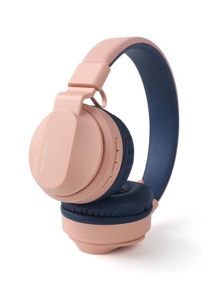 fingertime BOBO-1 Bluetooth Earbuds Bluetooth Headphones Over Ear Wireless Earphones Kids Headphones Soft Earmuffs & Lightweight for Long Time Wearing (Pink) - Image 1