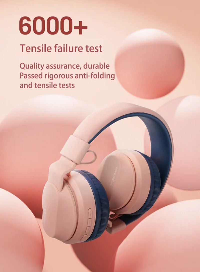 fingertime BOBO-1 Bluetooth Earbuds Bluetooth Headphones Over Ear Wireless Earphones Kids Headphones Soft Earmuffs & Lightweight for Long Time Wearing (Pink) - Image 5