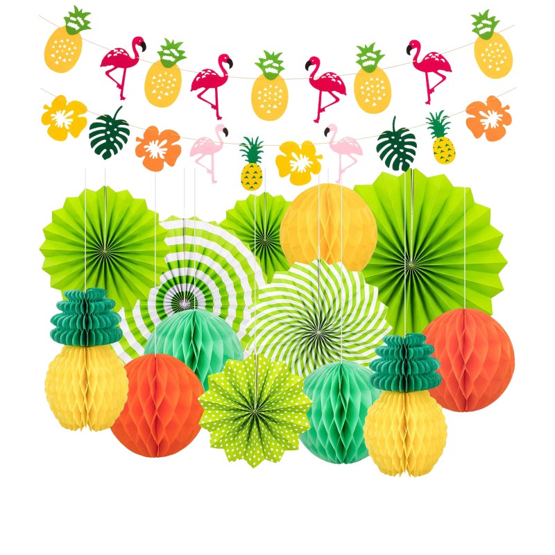 Tropical Hawaiian Party Decoration Multicolor - Easy To Assemble Summer Beach Party Decorations for Luau Hawaiian Baby Shower Wedding Birthday Parties - Image 1