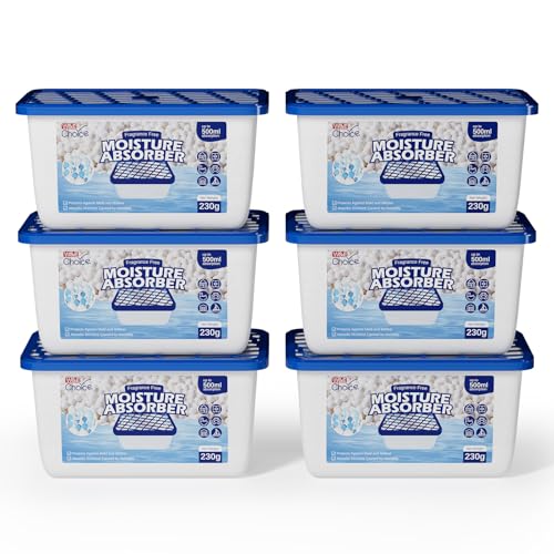 W&E Choice Moisture Absorbers, Portable Humidity Absorber Boxes for Your Bathroom, Closet & Car, Dehumidifier with Fragrance Free, 6 Pack - Image 1