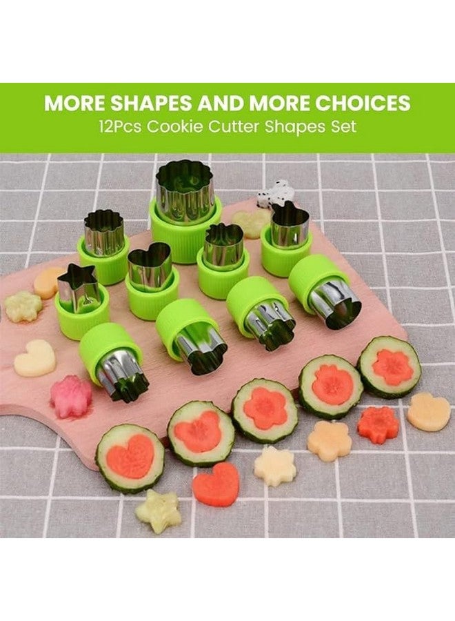 SPOONERY مجموعة قواطع بسكويت 12 قطعة من سبونري، قواطع خضار وفواكه من الفولاذ المقاوم للصدأ لخبز الأطفال وطهي الطعام وتزيين الطعام، قاطع ساندويتش للمعجنات في المطبخ، قالب نقش - Image 2