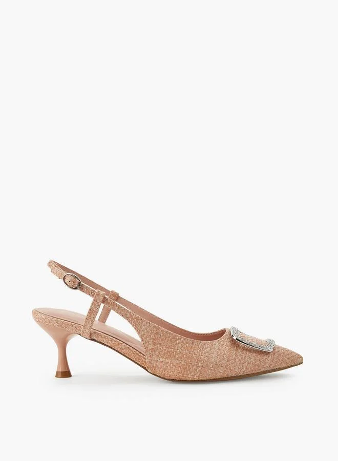 Celeste BEIGE Women Textured Kitten Heel Shoes for Women | Best Price UAE