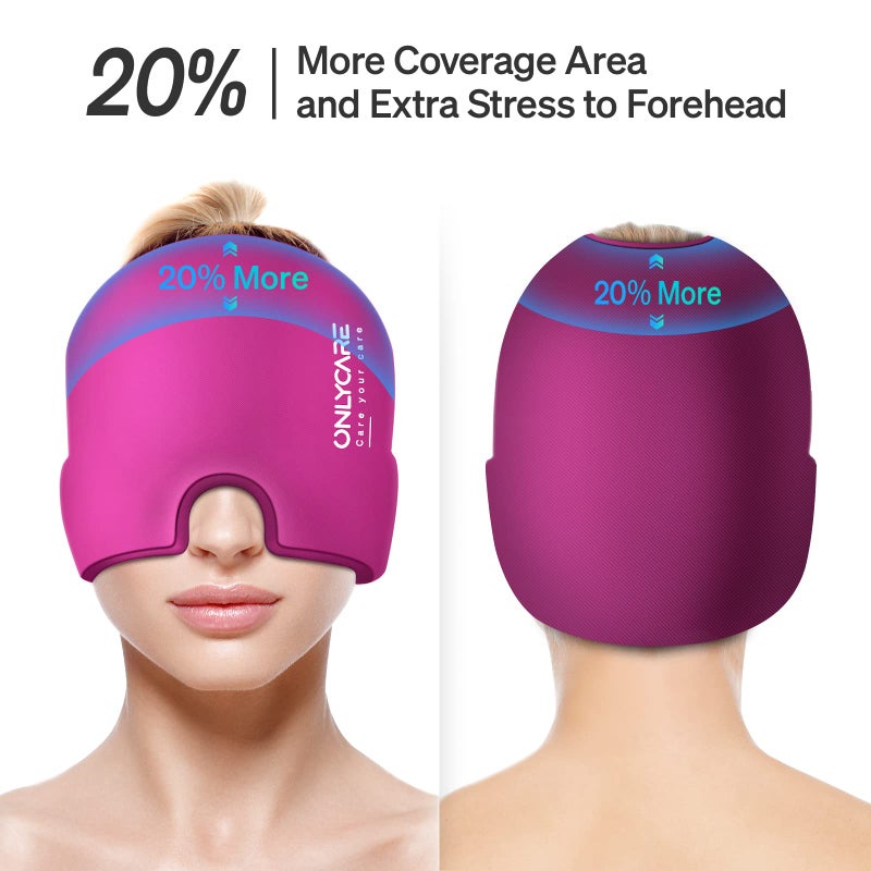 ONLYCARE Migraine Relief Cap, Upgraded Odorless Migraine Ice Head Wrap, Headache Relief Hat for Migraine, Hot Pink - Image 4
