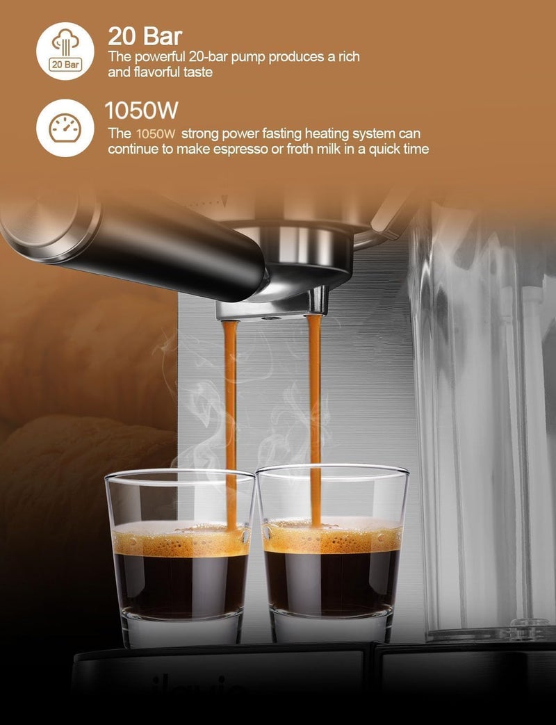 Wtrtr Espresso Machine Coffee, Professional Espresso Maker with Milk Frother Steam Wand,Espresso Manual Coffee Machines，Cappuccino& Latte Macchiato Coffee Maker - Image 2
